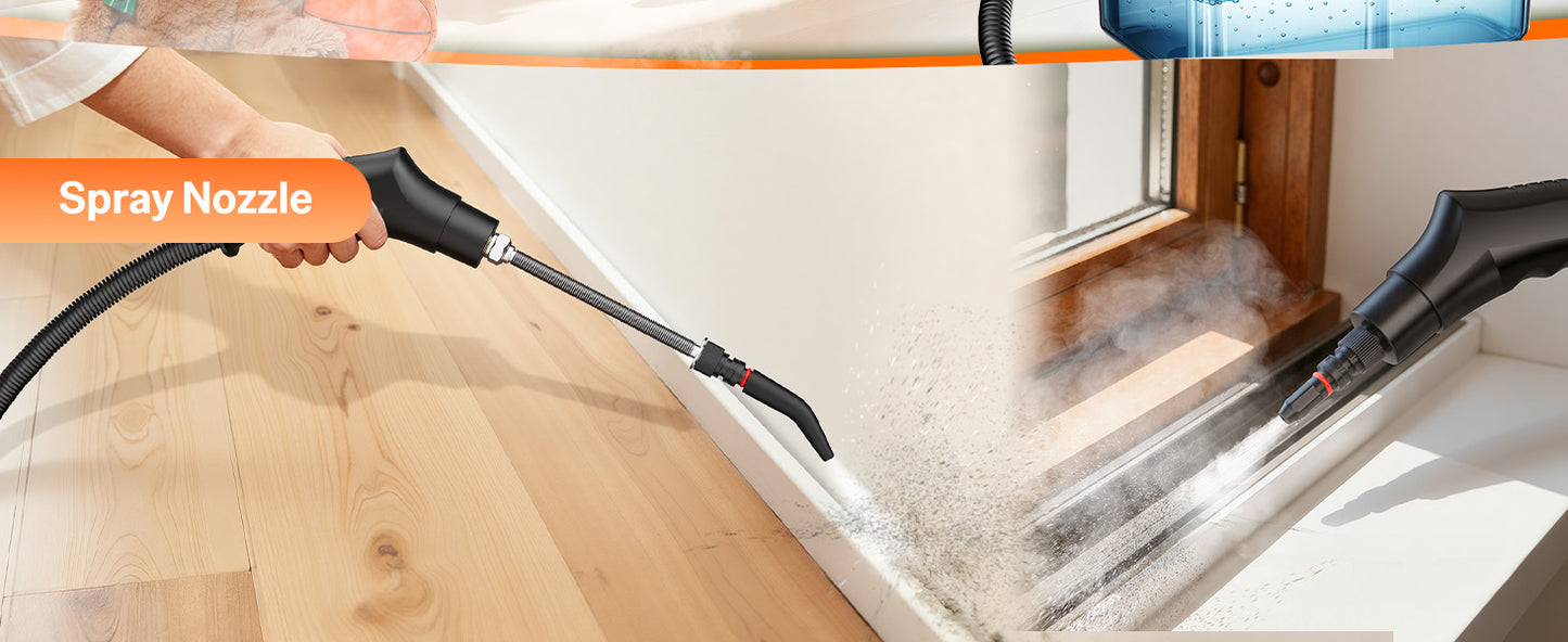 2500W Handheld Steam Cleaner with 16pcs Accessories & 1.6L Tank, Fast Heating & High Temperature Portable Steam Cleaner for Car, Kitchen, Home, Steamer for Cleaning Windows, Grout, Upholstery and More