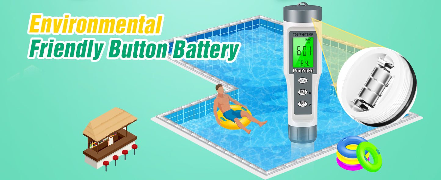 Digital pH/TDS Meter with ATC pH Tester, 3 in 1 pH TDS Temp 0.01 Resolution High Accuracy pH Tester, pH Meter for Water, Wine, Pool, Aquariums