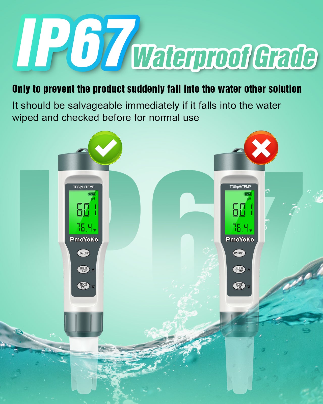 Digital pH/TDS Meter with ATC pH Tester, 3 in 1 pH TDS Temp 0.01 Resolution High Accuracy pH Tester, pH Meter for Water, Wine, Pool, Aquariums