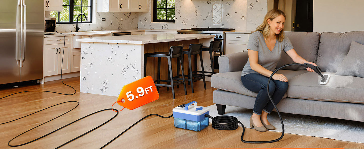 2500W Handheld Steam Cleaner with 16pcs Accessories & 1.6L Tank, Fast Heating & High Temperature Portable Steam Cleaner for Car, Kitchen, Home, Steamer for Cleaning Windows, Grout, Upholstery and More