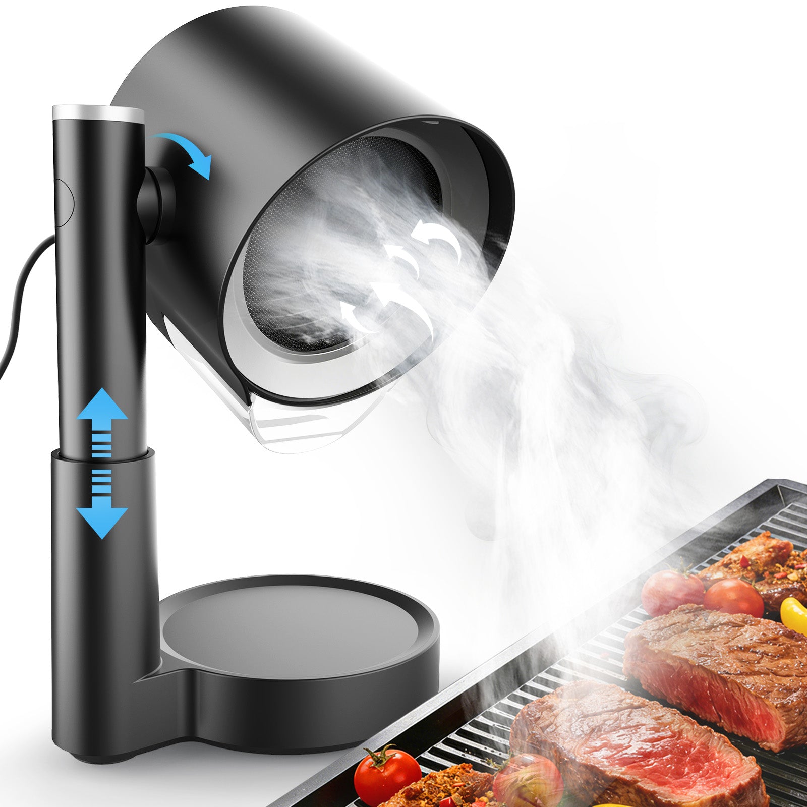 Portable Range Hood - Adjustable Height & Rotating Vent, 3-Speed Deskt ...