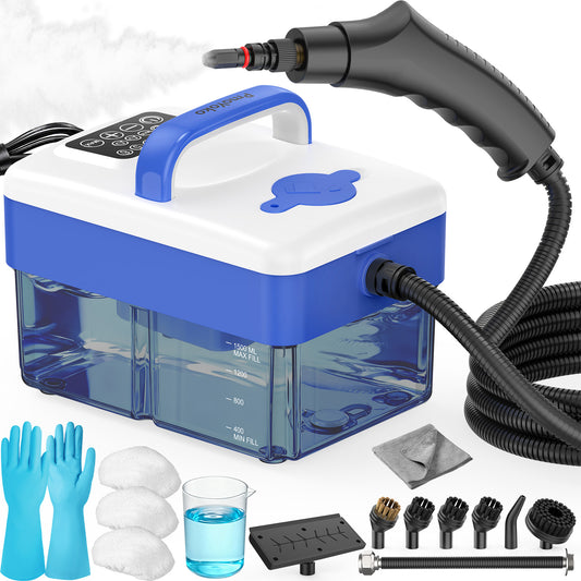 2500W Handheld Steam Cleaner with 16pcs Accessories & 1.6L Tank, Fast Heating & High Temperature Portable Steam Cleaner for Car, Kitchen, Home, Steamer for Cleaning Windows, Grout, Upholstery and More