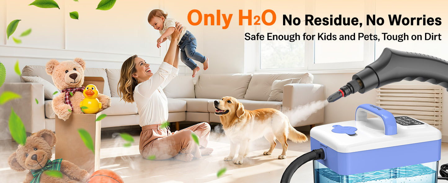 2500W Handheld Steam Cleaner with 16pcs Accessories & 1.6L Tank, Fast Heating & High Temperature Portable Steam Cleaner for Car, Kitchen, Home, Steamer for Cleaning Windows, Grout, Upholstery and More