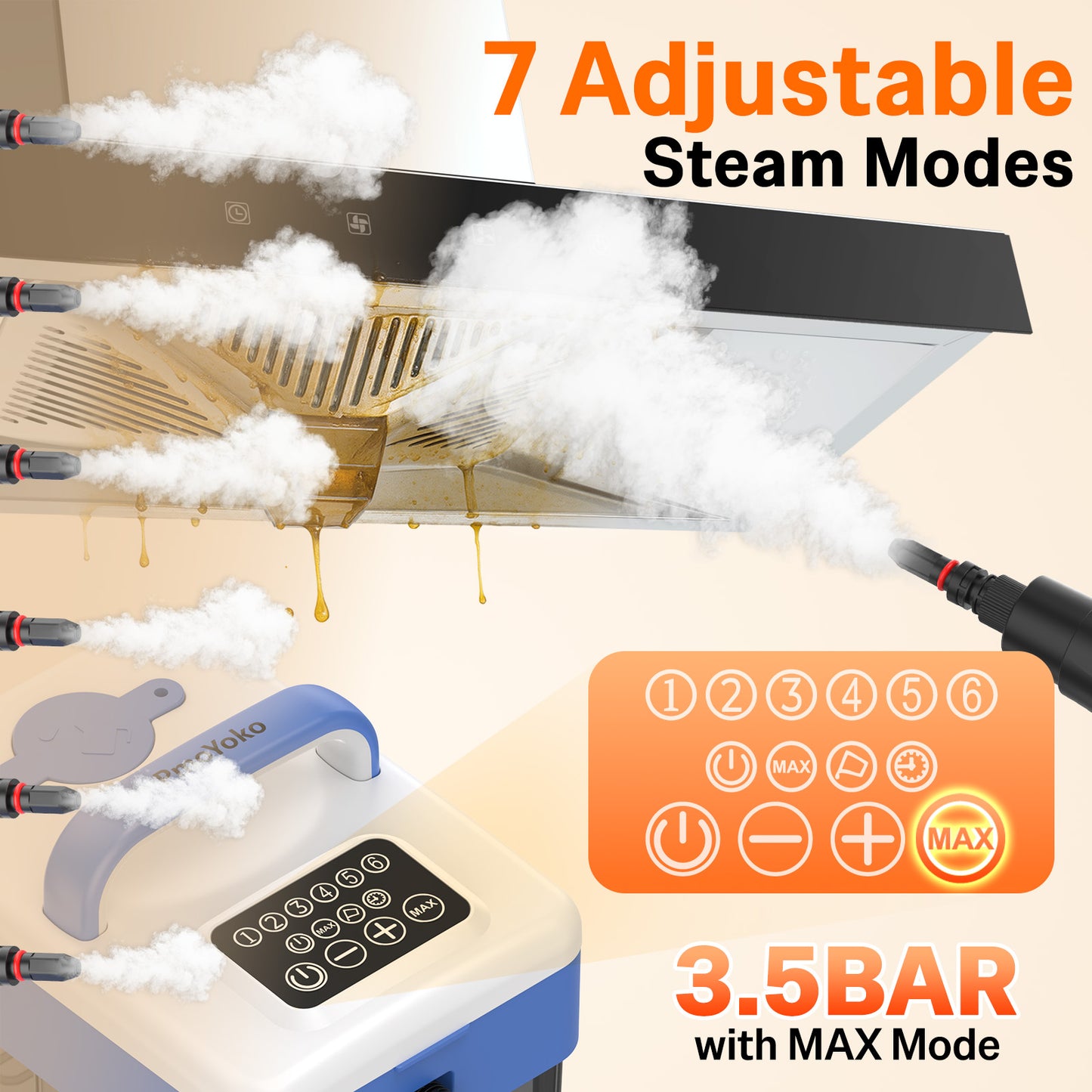 2500W Handheld Steam Cleaner with 16pcs Accessories & 1.6L Tank, Fast Heating & High Temperature Portable Steam Cleaner for Car, Kitchen, Home, Steamer for Cleaning Windows, Grout, Upholstery and More