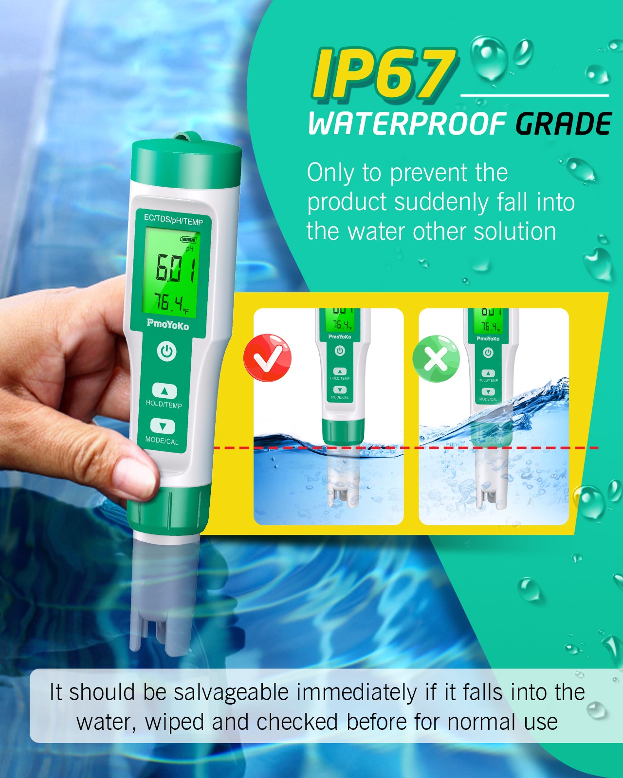 4 in 1 Digital pH Meter for Water, ±0.01 Resolution High Accuracy Tds Meter Digital Water Tester with ATC pH Tester, Water Tester for Drinking Water, Brewing, Hydroponics, Wine, Pool and Aquarium