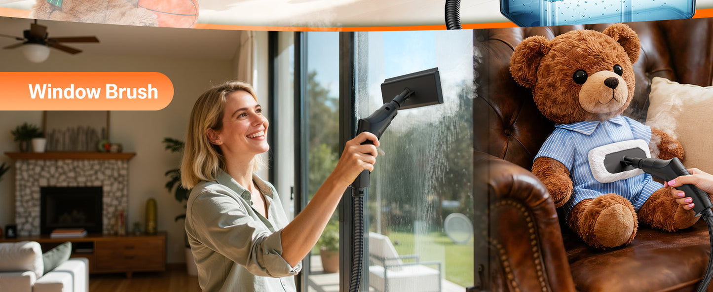 2500W Handheld Steam Cleaner with 16pcs Accessories & 1.6L Tank, Fast Heating & High Temperature Portable Steam Cleaner for Car, Kitchen, Home, Steamer for Cleaning Windows, Grout, Upholstery and More