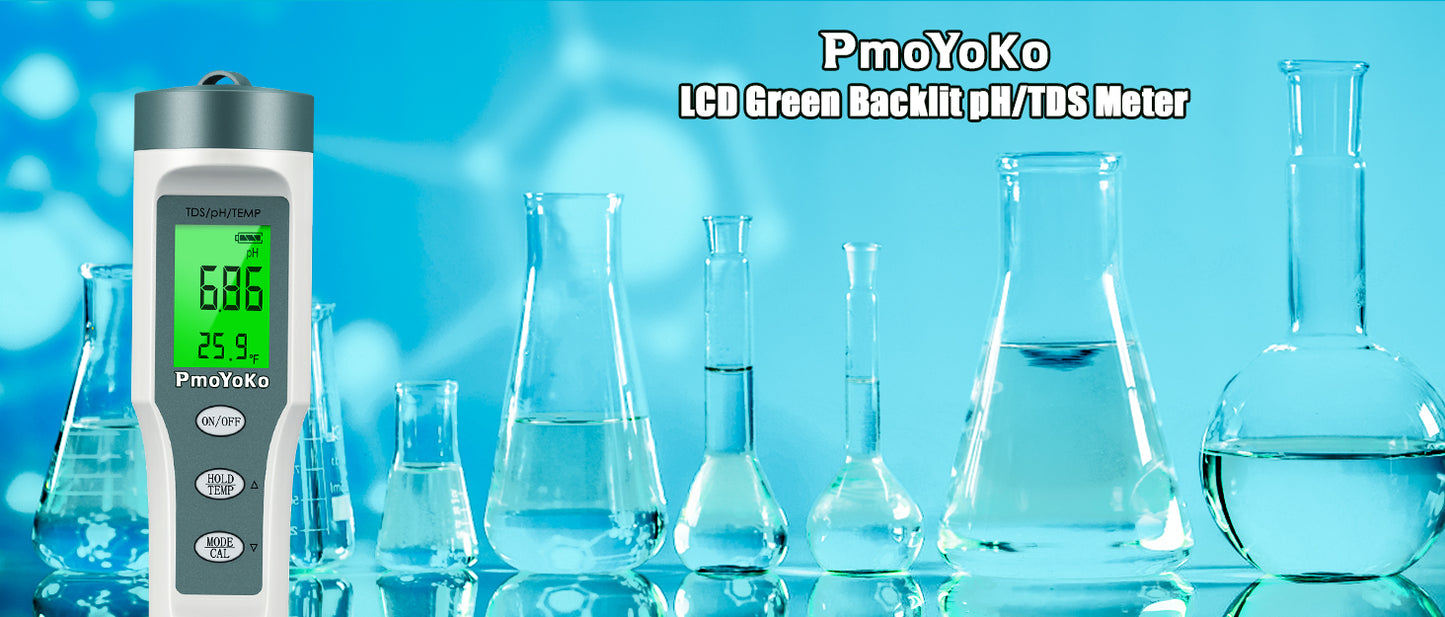 PmoYoKo Digital pH/TDS Meter with ATC pH Tester, 3 in 1 0.01 Resolution High Accuracy pH Pen Tester for Water with LCD Backlit, Tds Meter pH Meter for Drinking Water, Wine, Pool and Aquariums