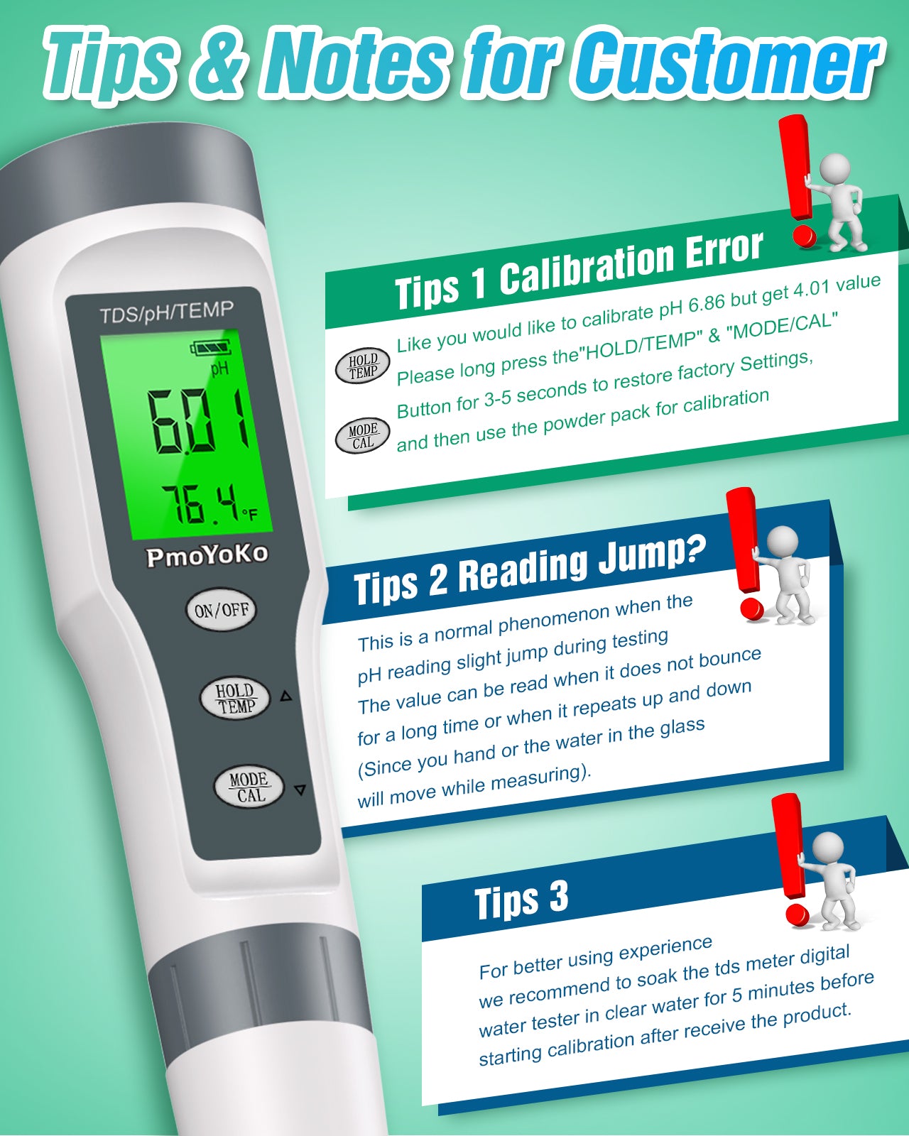 Digital pH/TDS Meter with ATC pH Tester, 3 in 1 pH TDS Temp 0.01 Resolution High Accuracy pH Tester, pH Meter for Water, Wine, Pool, Aquariums