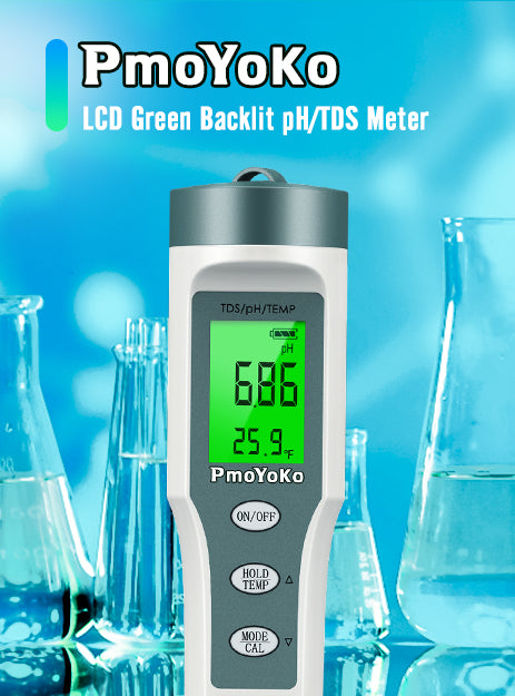 PmoYoKo Digital pH/TDS Meter with ATC pH Tester, 3 in 1 0.01 Resolution High Accuracy pH Pen Tester for Water with LCD Backlit, Tds Meter pH Meter for Drinking Water, Wine, Pool and Aquariums