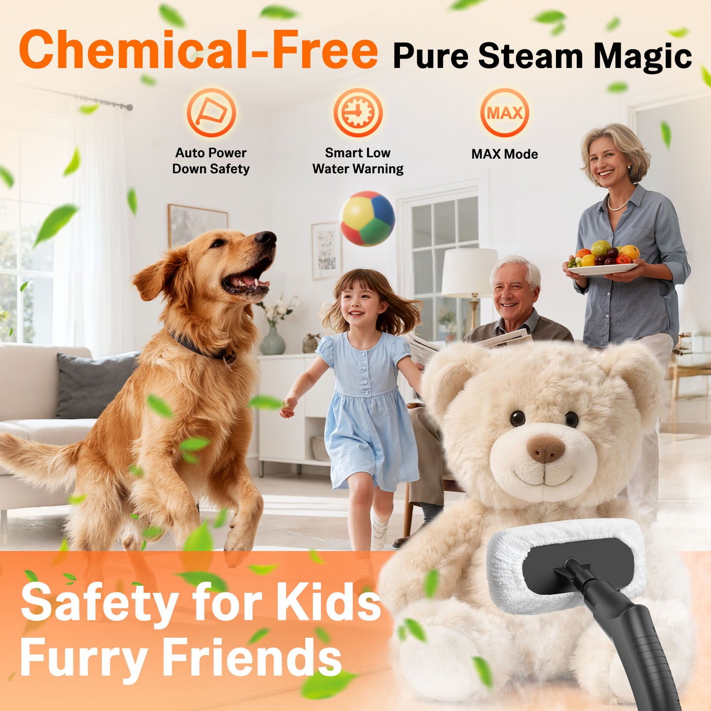 2500W Handheld Steam Cleaner with 16pcs Accessories & 1.6L Tank, Fast Heating & High Temperature Portable Steam Cleaner for Car, Kitchen, Home, Steamer for Cleaning Windows, Grout, Upholstery and More