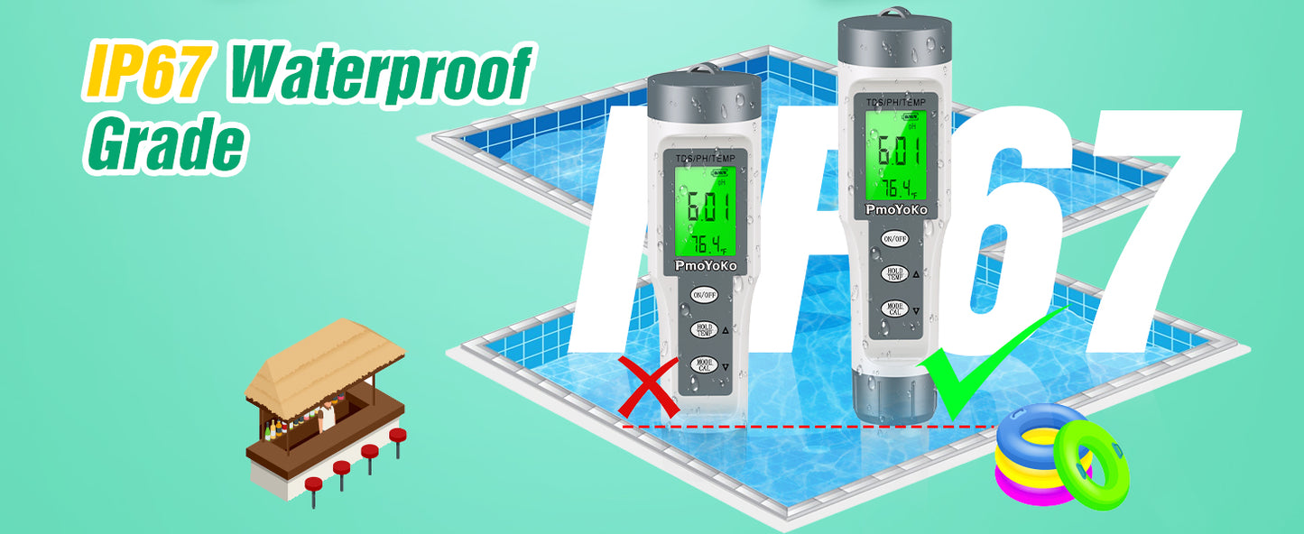Digital pH/TDS Meter with ATC pH Tester, 3 in 1 pH TDS Temp 0.01 Resolution High Accuracy pH Tester, pH Meter for Water, Wine, Pool, Aquariums