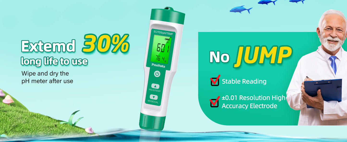 4 in 1 Digital pH Meter for Water, ±0.01 Resolution High Accuracy Tds Meter Digital Water Tester with ATC pH Tester, Water Tester for Drinking Water, Brewing, Hydroponics, Wine, Pool and Aquarium